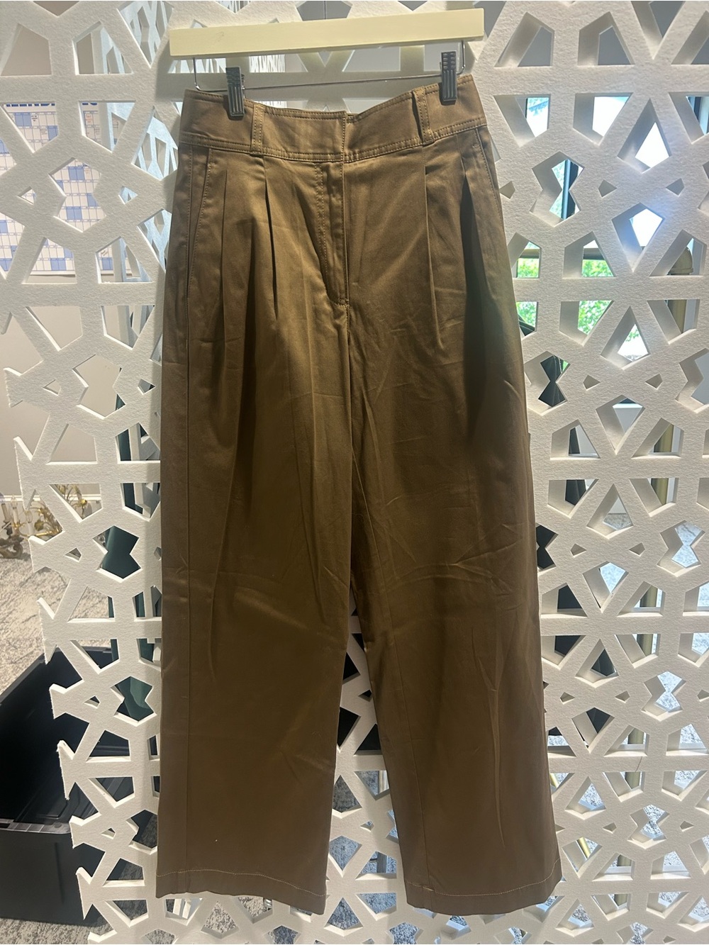 10 Crosby Derek Lam Olive Khaki Pleated High-Waist Pant